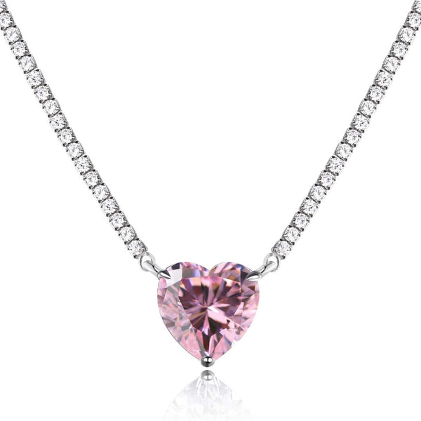 ˇMagic Jewelryˇ8.0 Carat Versatile Colorful Sweet Heart-Shaped Tennis Necklace