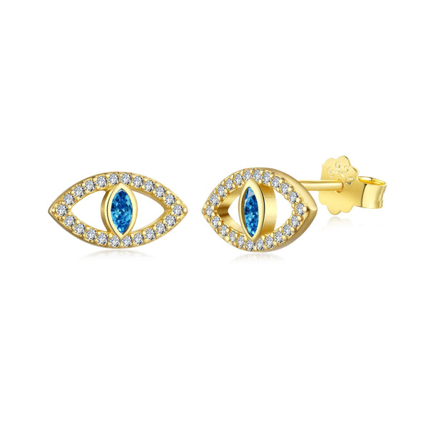 ˇMagic JewelryˇBlue Devil Eyes Hollow Stud Earrings