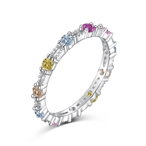 ˇMagic JewelryˇSparkling Colorful Round Cut Tennis Ring