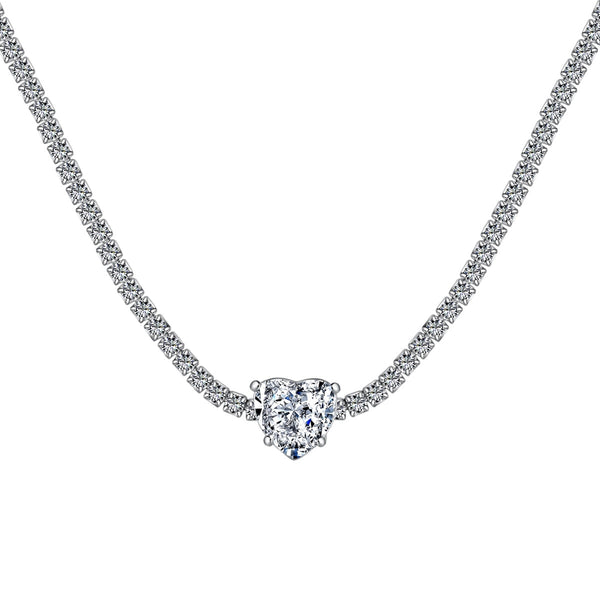 ˇMagic Jewelryˇ2.0 Carat Sparkling Tennis Heart Cut Necklace