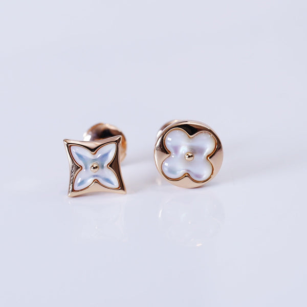 ˇMagic JewelryˇSTAR AND SUN PINK GOLD MOP STUD EARRINGS