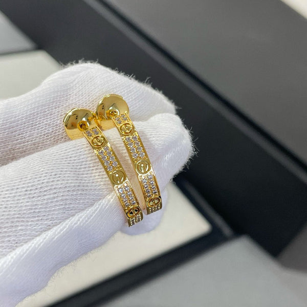 ˇMagic JewelryˇLOVE DIAMOND GOLD HOOP EARRINGS