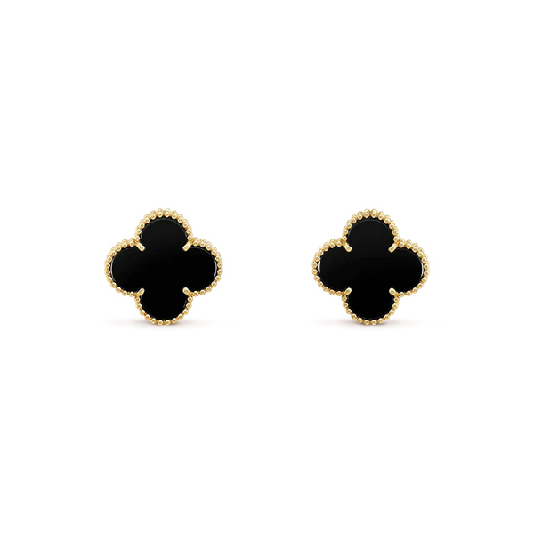 ˇMagic JewelryˇCLOVER MEDIUM 1 MOTIFS  ONYX STUD EARRINGS