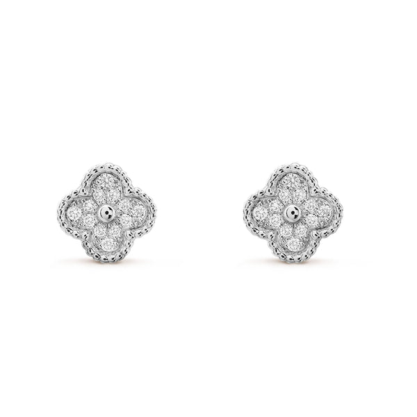 ˇMagic JewelryˇCLOVER MINI DIAMOND STUD EARRINGS