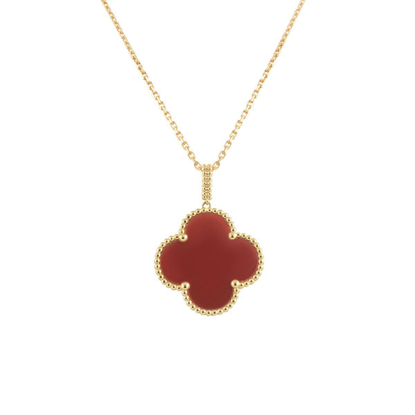 ˇMagic JewelryˇCLOVER 25MM NECKLACE GOLD CARNELIAN