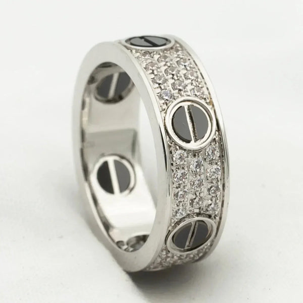 ˇMagic JewelryˇLOVE RING 5.5MM DIAMONDS PAVED CERAMIC
