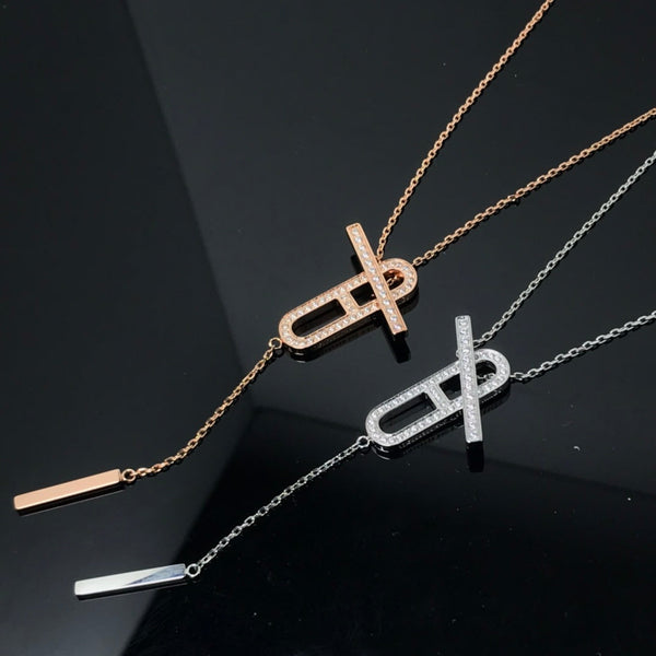 ˇMagic JewelryˇHM NECKLACE PLATINUM ROSE GOLD DIAMOND