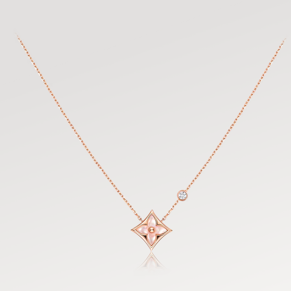 ˇMagic JewelryˇSTAR PINK MOP 1 DIAMOND PINK GOLD NECKLACE