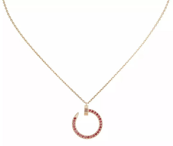 ˇMagic JewelryˇJUSTE NECKLACE GOLD RED DIAMONDS