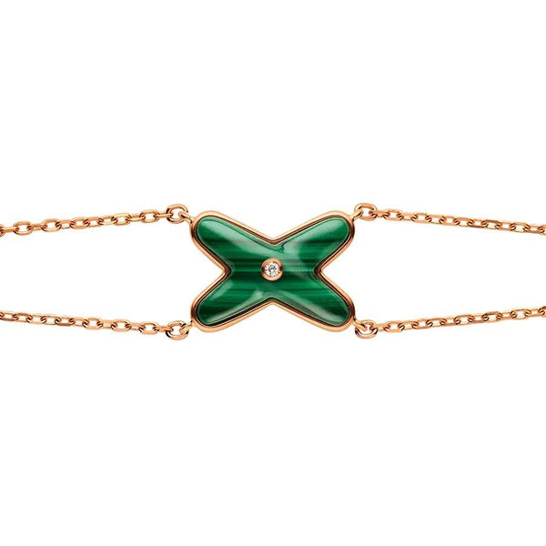 ˇMagic JewelryˇJEUX BRACELET MALACHITE PINK GOLD 1 DIAMOND