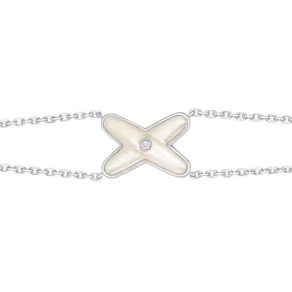 ˇMagic JewelryˇJEUX BRACELET WHITE MOP SILVER 1 DIAMOND