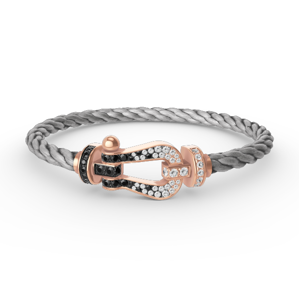 ˇMagic JewelryˇFORCE LARGE HORSESHOE BLACK WHITE DIAMOND BRACELET ROSE GOLD