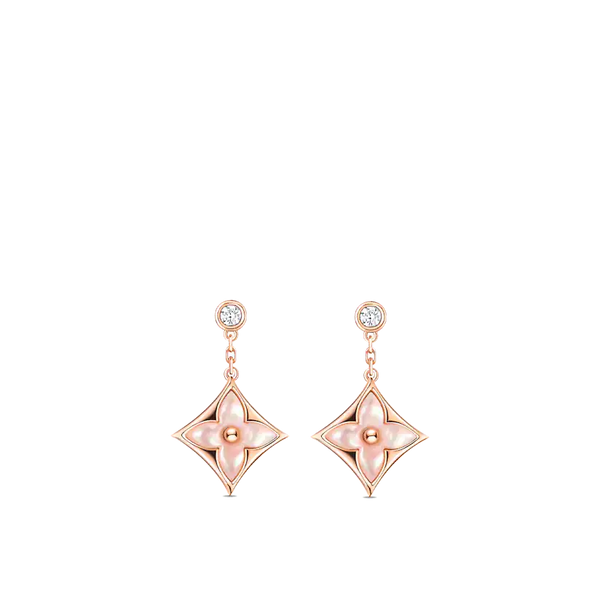 ˇMagic JewelryˇDOUBLE STAR PINK GOLD MOP DROP EARRINGS