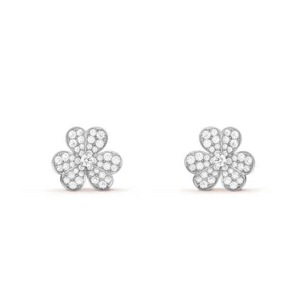 ˇMagic JewelryˇFRIVOLE SILVER FLOWER DIAMOND EARRINGS