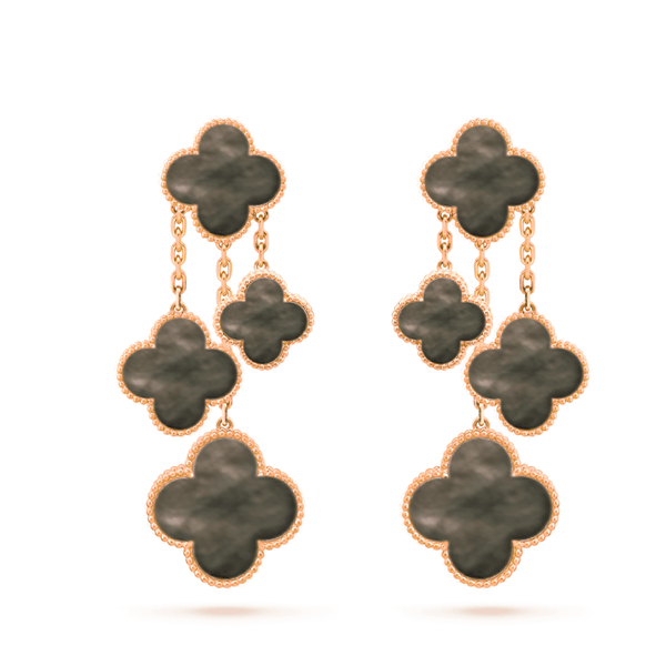 ˇMagic JewelryˇCLOVER EARRINGS DARK MOP 4 MOTIFS ROSE GOLD