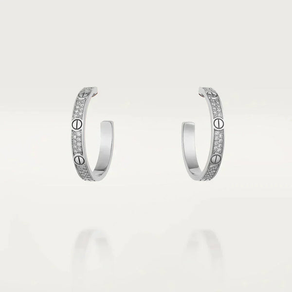 ˇMagic JewelryˇLOVE DIAMOND SILVER HOOP EARRINGS